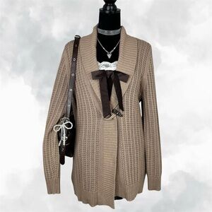 Croft & Barrow Mocha Brown Knit Cardigan Sweater